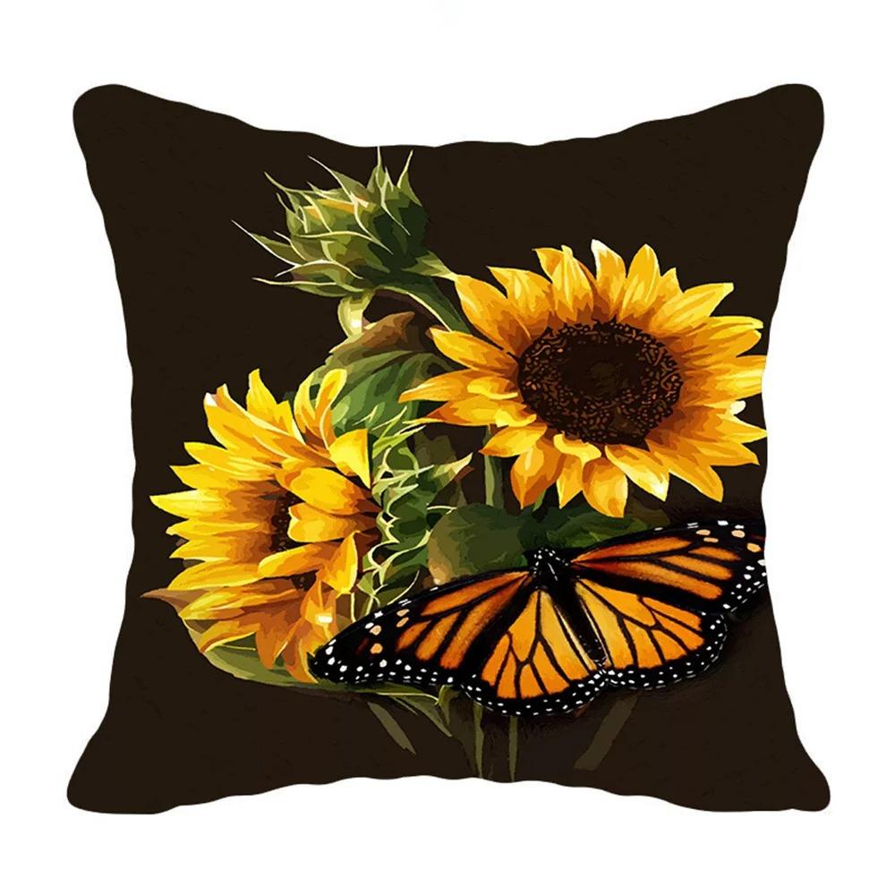 Sunflower Print Pillowcase Office Living Room Home Pillowcase Car Ornaments