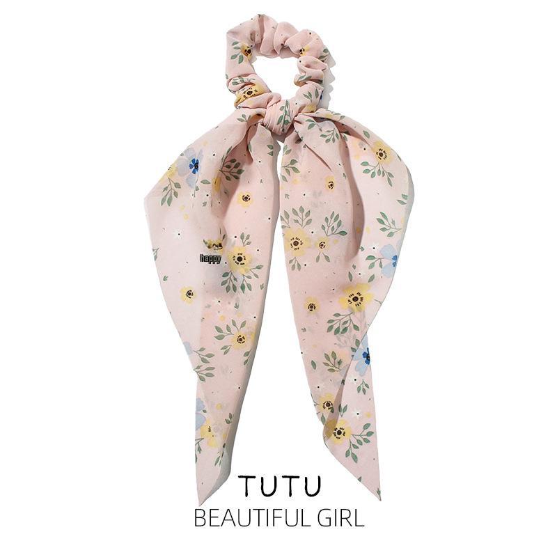 

Elegant Floral Headband Scarf with Bow Tie