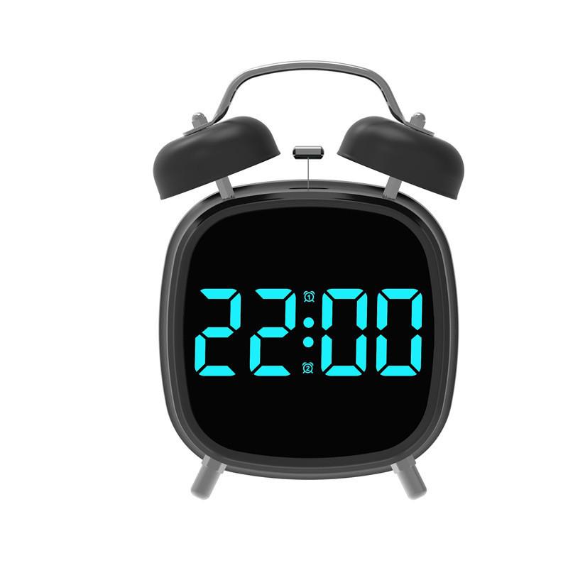Electronic Metal Alarm Clock Featuring Led Screen And Powerful Chime For Home Sleep Aid