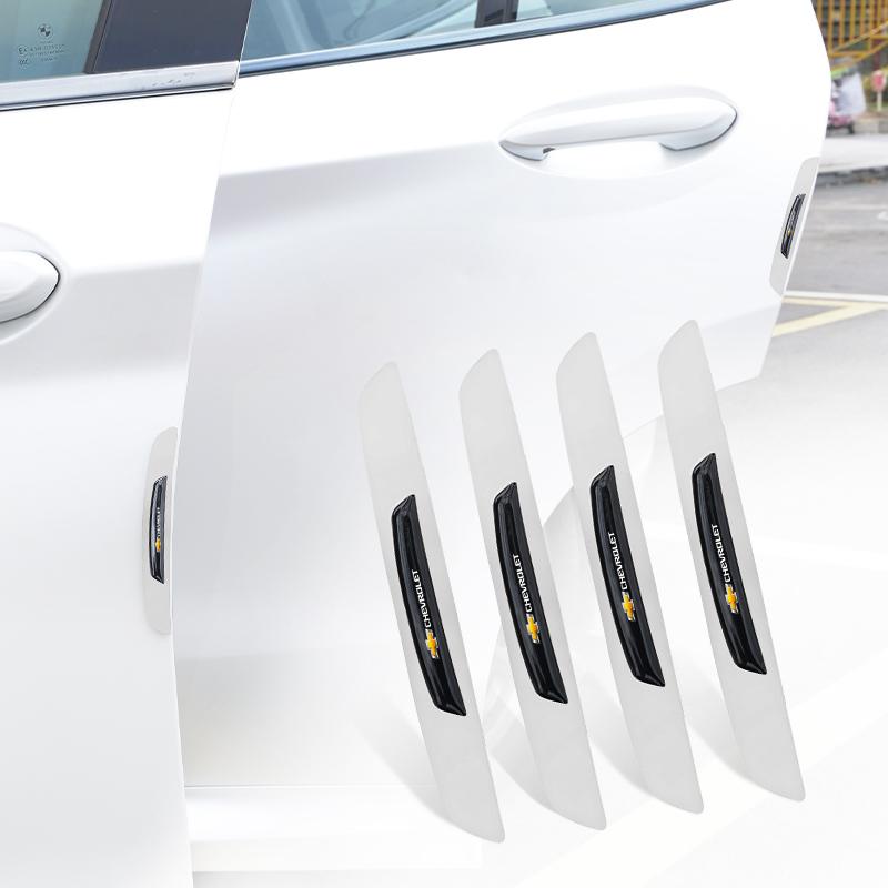 4Pcs Car Logo Anti-collision Strip Door Edge Protective Sticker For Chevrolet Corvette Montana TrailBlazer Silverado Traverse SS