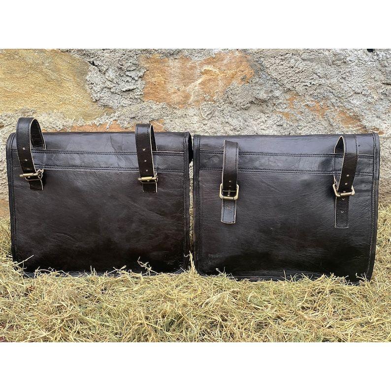 13" ručně vyrobená černá kožená brašna na motorku Saddle Bags sada dvou brašen Cyklistická taška Taška na kolo Best for Him/He