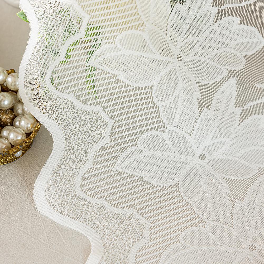 1PC Nuan Series Countryside Style Lace Short Curtain, Retro Style Soft Light Floral Sheer Curtain for Living Room Kitchen Cupboard Window Home Decor