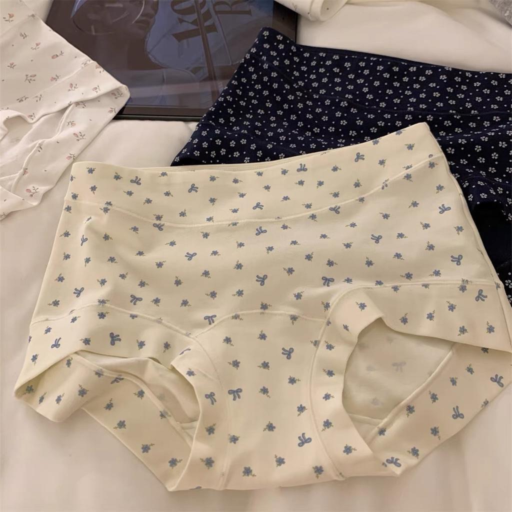 Large Size Ladies Spring and Autumn Pure Cotton Belly Wrap Hip Extended Crotch Small Flat Angle Briefs