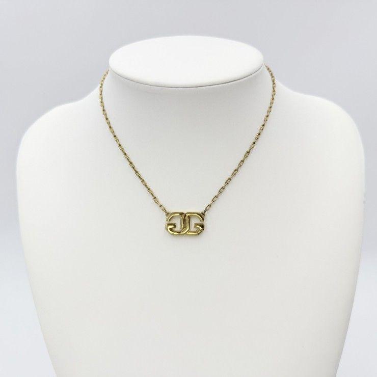 Used GIVENCHY GG Logo Vintage Necklace Gold Tone Chain Women's Total Length 38cm