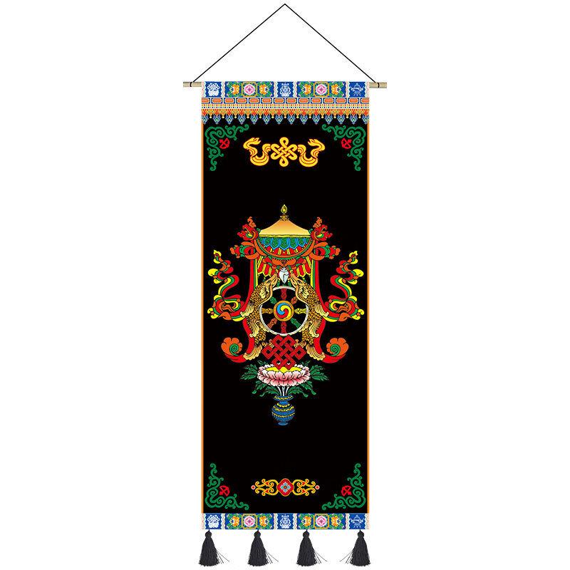 Tibetischer Glücksbringer-Wandbehang aus ethnischem Stoff
