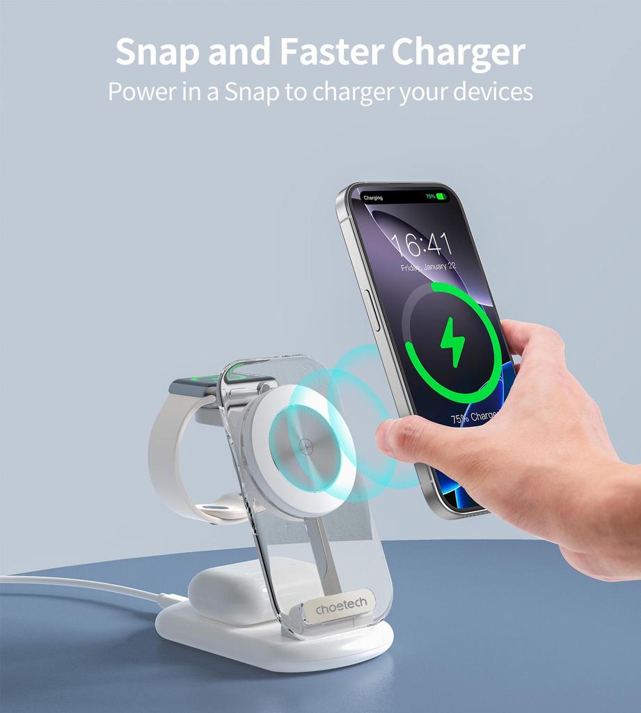 Foldable 3-in-1 Magnetic Wireless Charger for Apple Devices