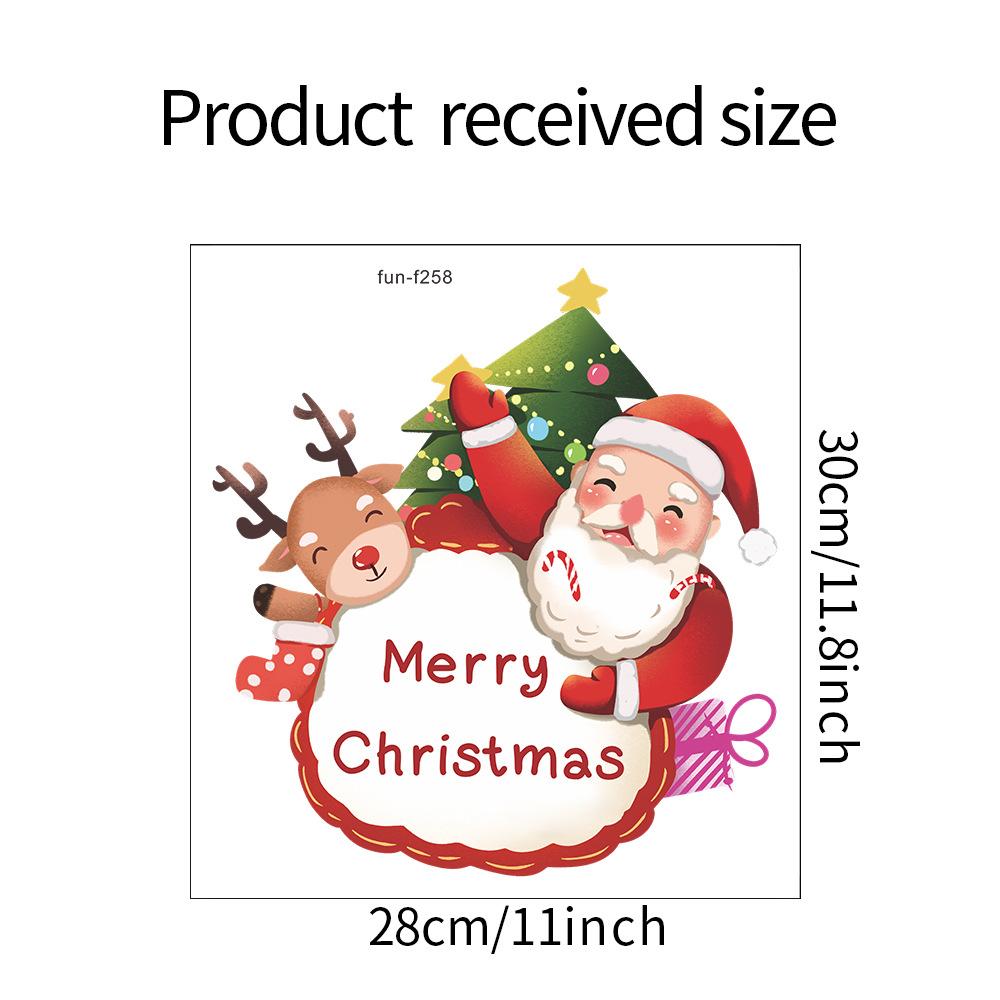 

Fun-f258 Мультфильм Санта-Клаус Лось Английский Слоган Наклейки на окна 28*30CM/fun-f258 UV