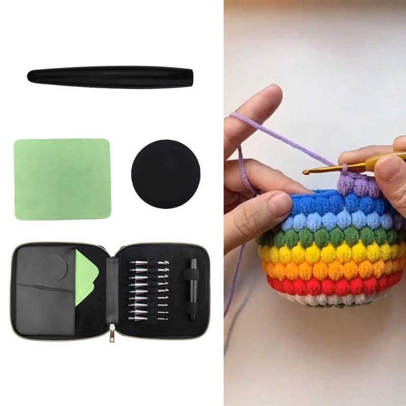 Aluminum Crochet Hook with 9 Size Tip 3.5mm-8.0mm Interchangeable Crochet Hook Needle for Knitting Blanket Sweater Scarf