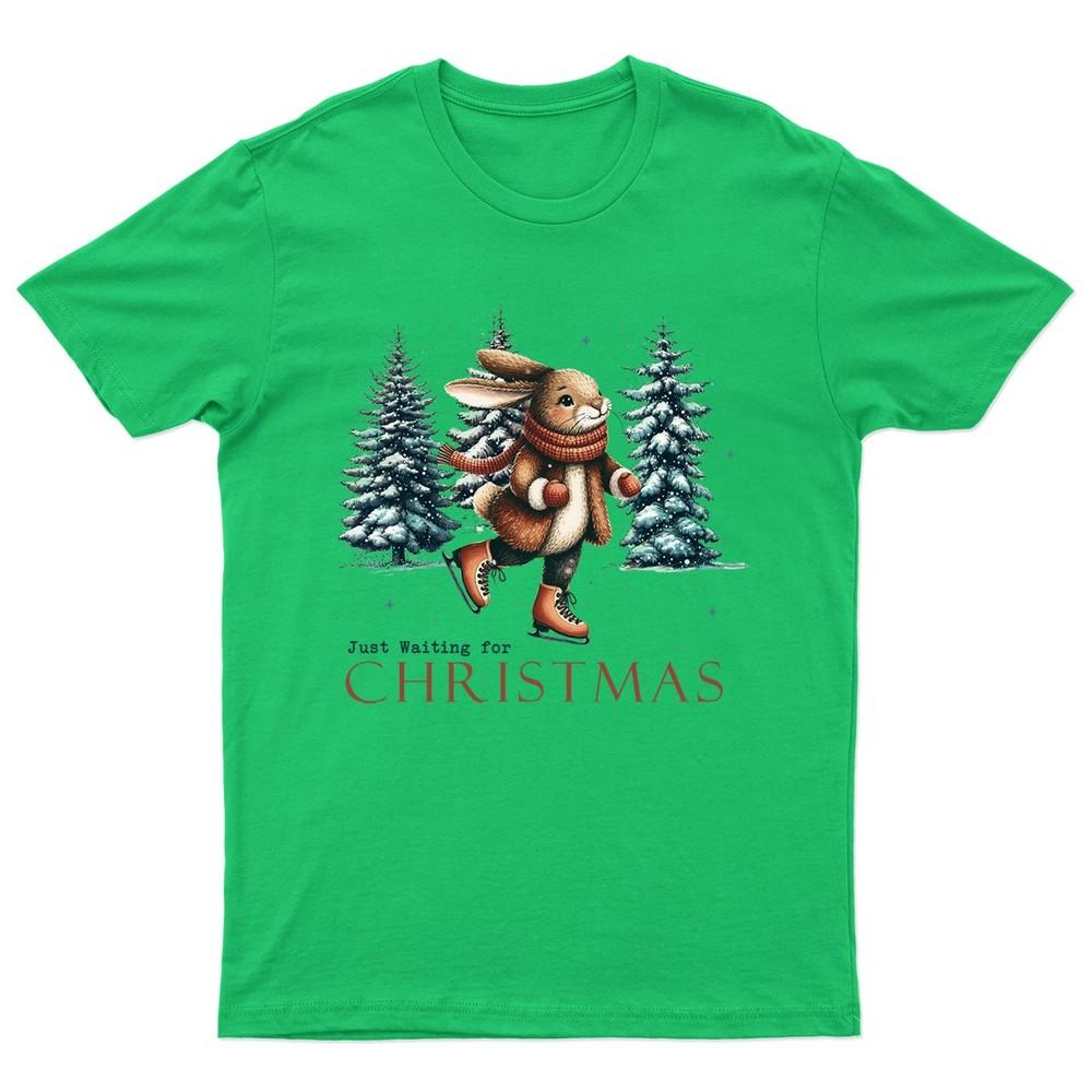 Just Waiting For Christmas TShirt Unisex Retro Seasonal Funny Xmas Santa b S
