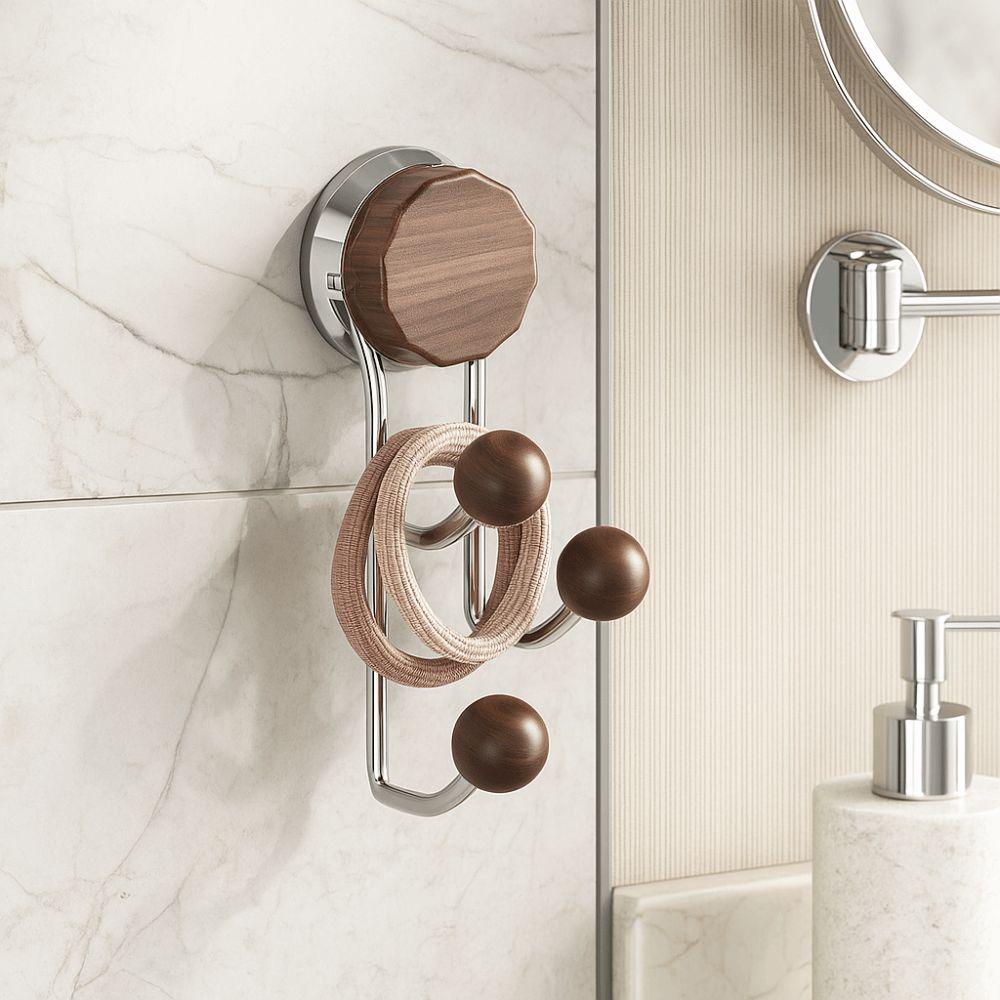 Stainless Steel Suction Cup Hook Antique Hair Ring Storage Hook Vertical Hook Shelf Toilet