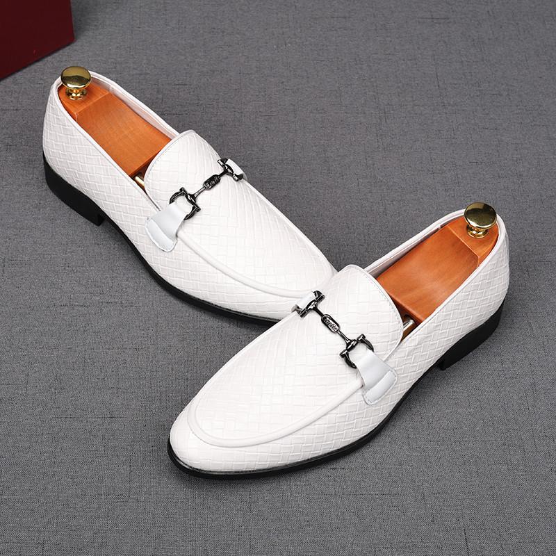 Fashion Fashion New Men's White Brown Knit Pattern Wedding Dress Shoes Male Casual Flats Loafers Homecoming Prom Zapatillas Hombre