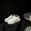 Women's  Spring New Korean Version of Genuine Leather Thick-soled White Shoes, Students' All-match Sports and Leisure Sneakers Trend