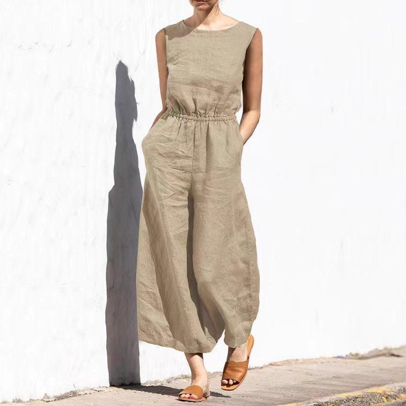 

S-5XL Women Jumpsuit Casual Ladies Clothes Casual Loose Fashion Jumpsuit Khaki M