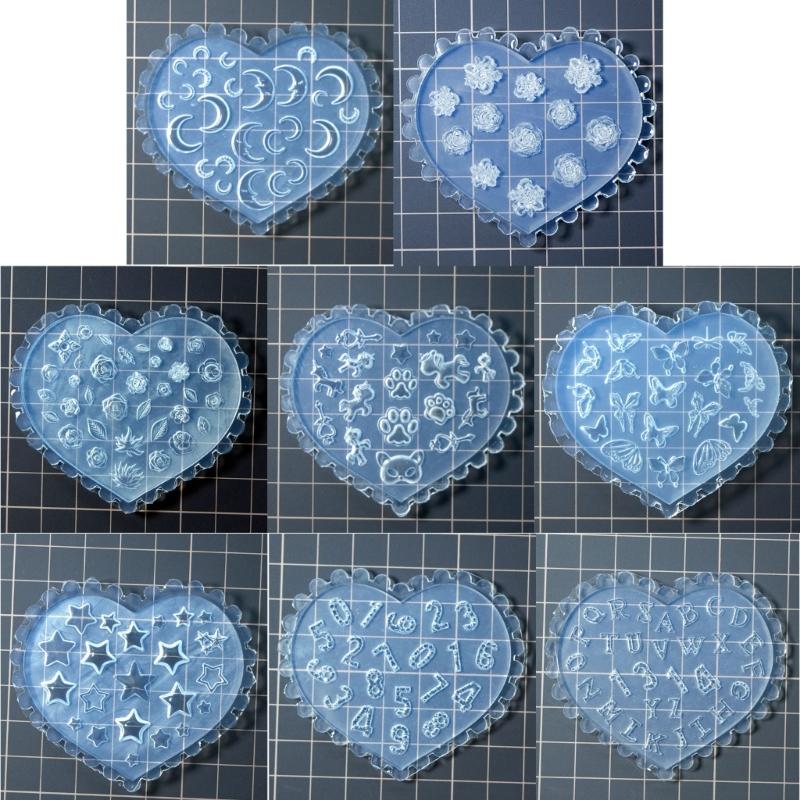 Set of 10 Silicone Nail Art Mold Embossing Patterns Nail Mould Decorations Jewelry Making Tool Handmade Ornament Molds