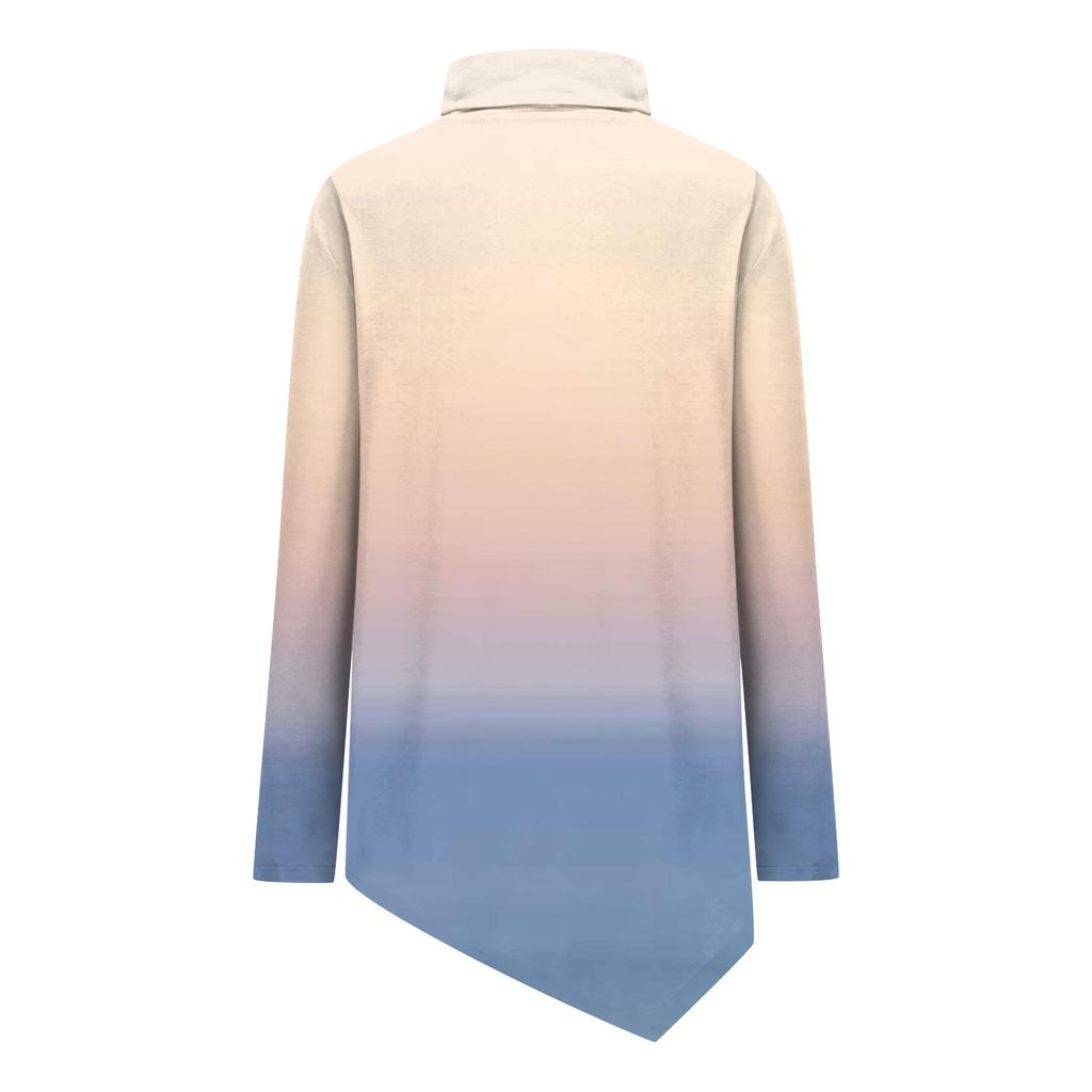 Women's Casual Everyday Tops Long Sleeve Turtleneck Fashion Print Shirt Tops T Shirt Pullover