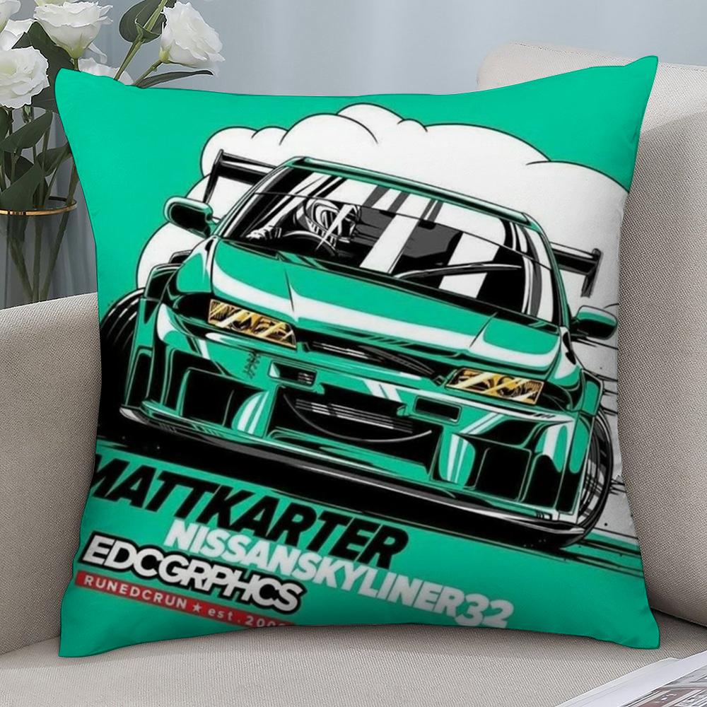 Luxury Rally Sports GTR Race Car Pillow Case Short Plush Sofa Decorative Gift Home Double-sided Printing Cushion