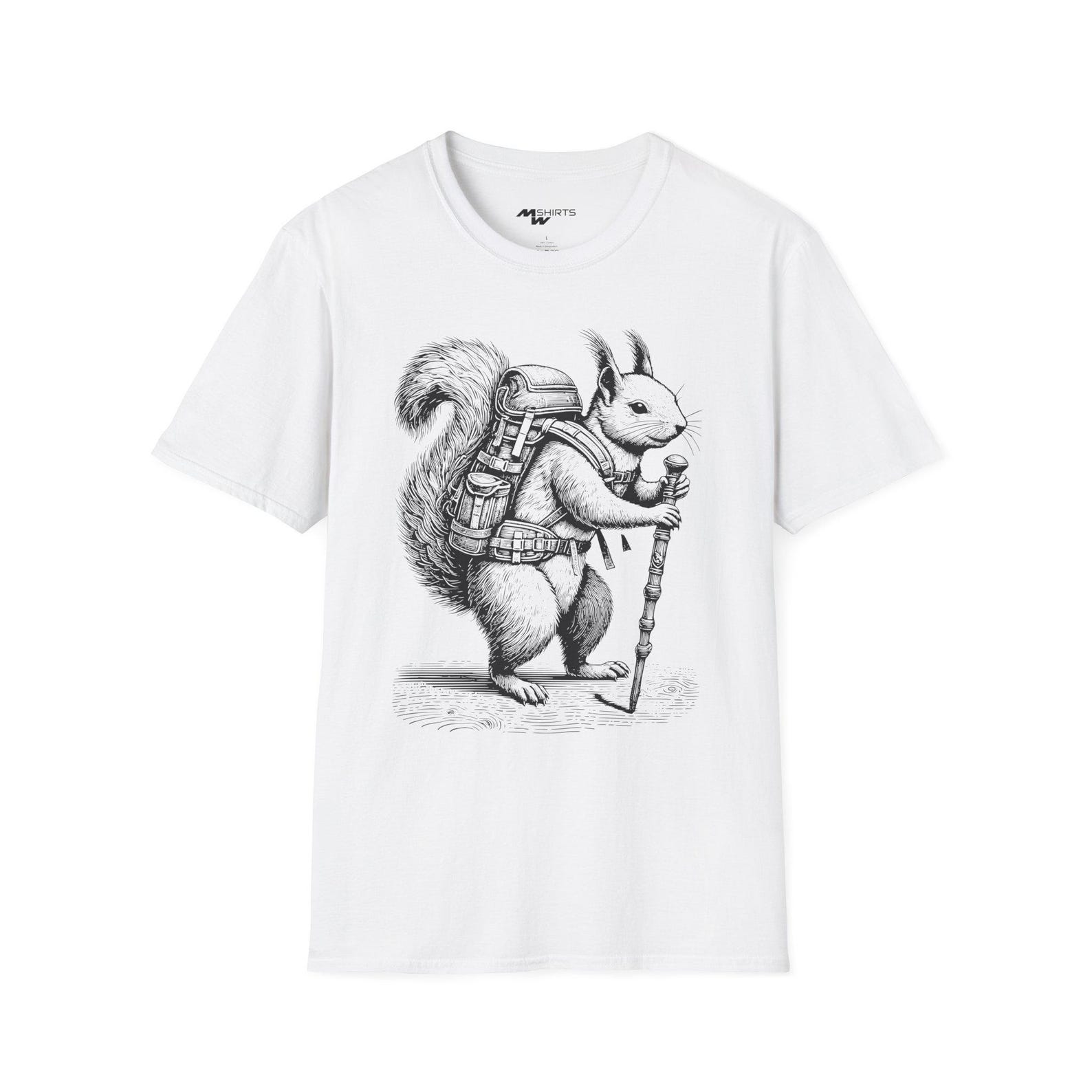 Adventure Squirrel T-Shirt: Nature Hiking Tee 2XL