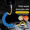Color Contrast Spring Data Cable: Retractable Fast Charger for Huawei & Apple