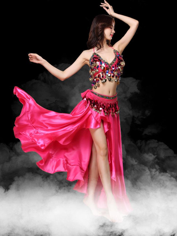 Costume de danse indienne sexy 2023 - Ensemble soutien-gorge de performance et jupe longue pour femme