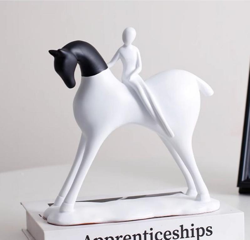 Modern Minimalist Abstract Horseman Resin Ornaments Home Living Room Bookcase Figurines Decoration Store Office Sculpture Crafts