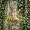 Whimsical Mermaid Plant Holder Fairy Ballet Dancer Hanging Planter, Resin Decorative Flower Pot with Metal Chain, Small Pothos Container Outdoor