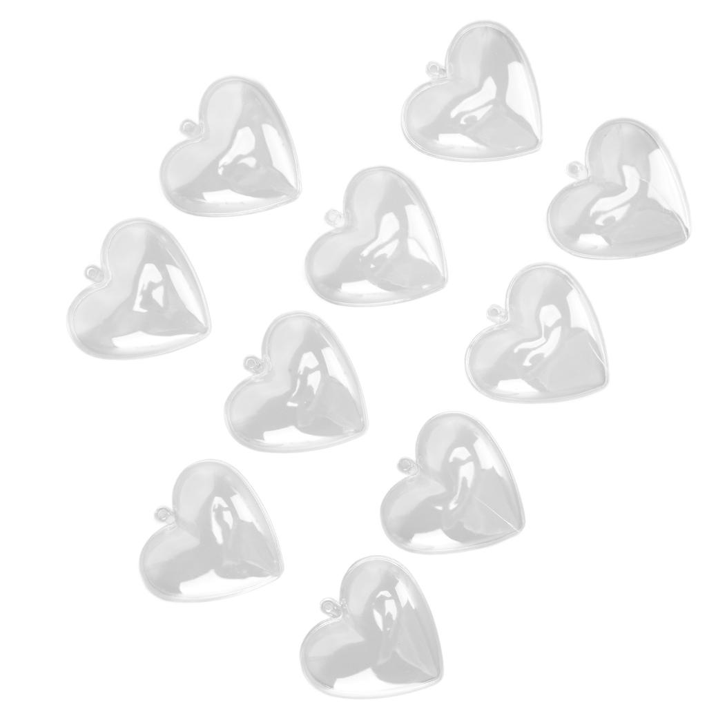 5Pcs Clear Fillable Ball Transparent Heart Shape Plastic Ornaments for DIY Crafts Christmas Tree BirthdayS