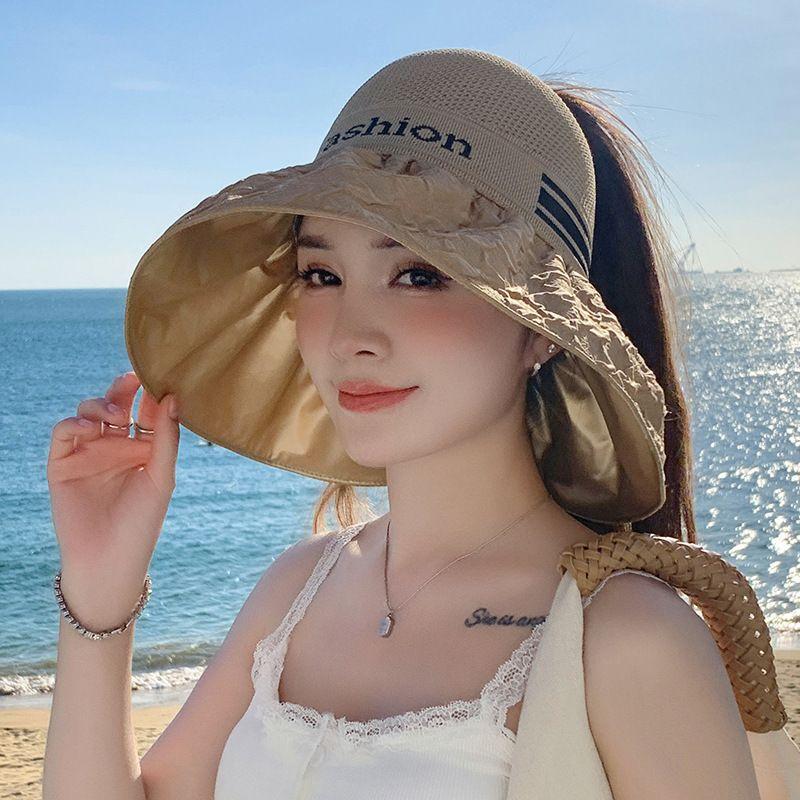 

Hat for Women 2025 New Arrival Summer Outdoor Big Brim Easiest for Match Sun Protection UV Protection Cover Face Air Top Hat Kakh One size