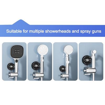 With Hanger Hooks Suction Cup Shower Head Holder No Drill Stable Rotation Showerhead Bracket Wall Mounted Universal