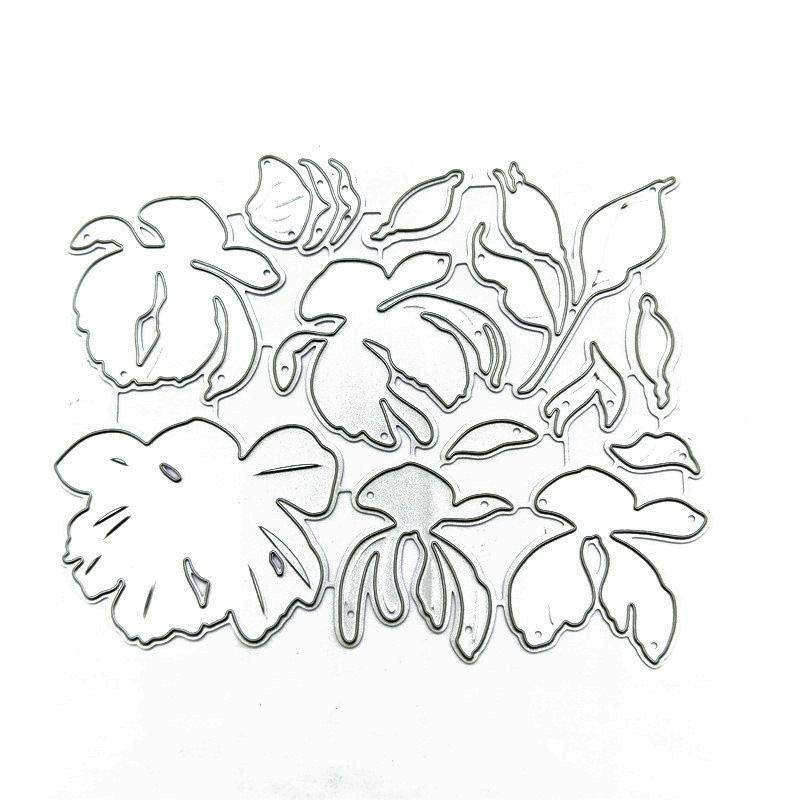 

Цветочный дизайн в виде листа, металлический трафарет для резки DIY, альбом для скрапбукинга, фототиснение, бумажная карта, ремесленный декор серебряный