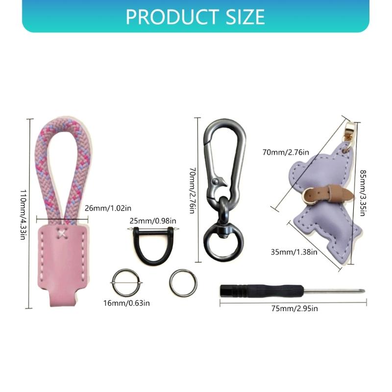 Stylish French Dog PU Leather Key Rings Secure Antislip Design Comfortable Grip For Office Travel Outdoor Use