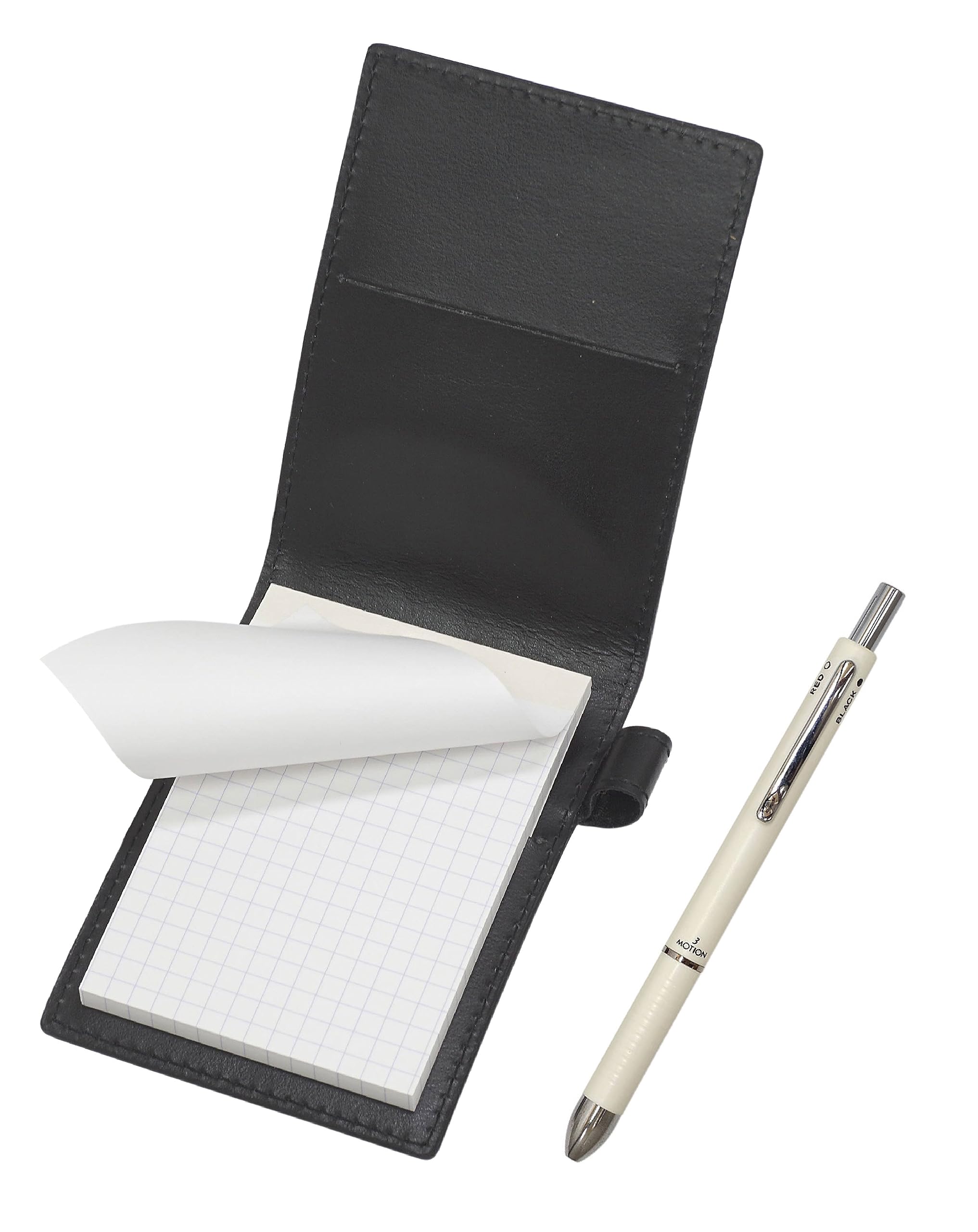 

Takizawa 3 Mecha Japan Pen Mechanical Recycled Cowhide Leather Mini Notebook Cover (2-Color + Pencil) Set, White, T23-LS022P-B-3M-W белый