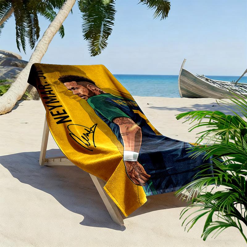 Asciugamano da Spiaggia con Stampa di Neymar, Asciugamano Grande Morbido ad Asciugatura Rapida per Spiaggia Campeggio Nuoto