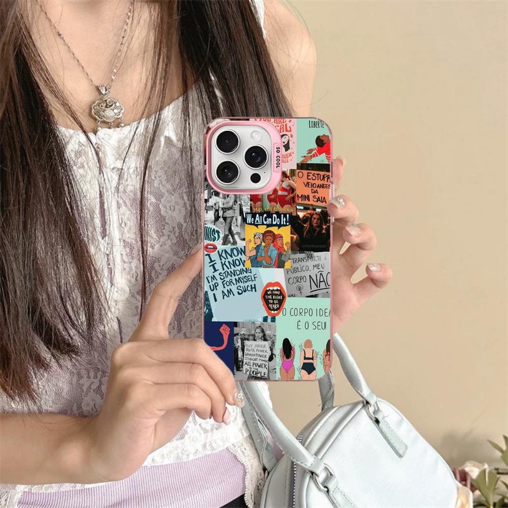 Feminist Feminism Power Girls Phone Case For iPhone 16 15 14 13 12 11 Pro Max X XR XSMAX 8 7 Plus Matte Shockproof Back Cover
