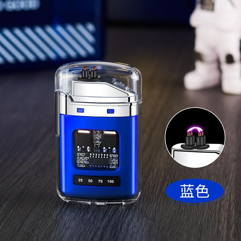 2025 New Creative Transparent Shell Electronic Pulse Lighter Portable Double Arc Windproof Men's Electric Cigarette Gift