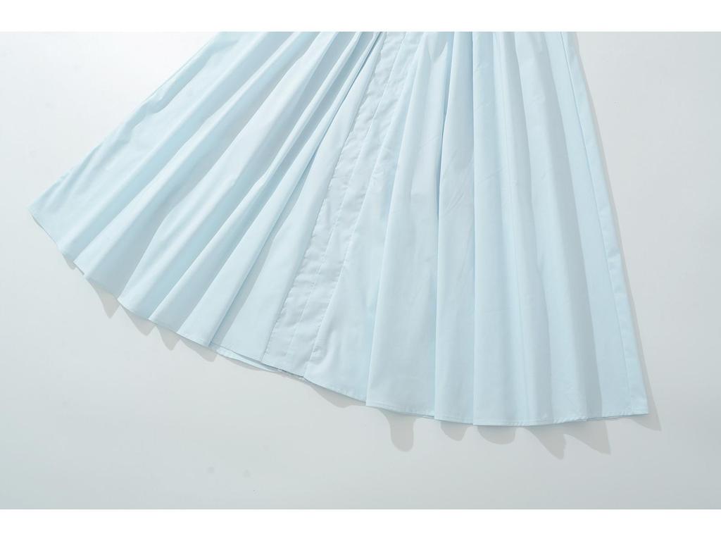 French Socialite Summer Halterneck Deep V-Neck Pleated Dress