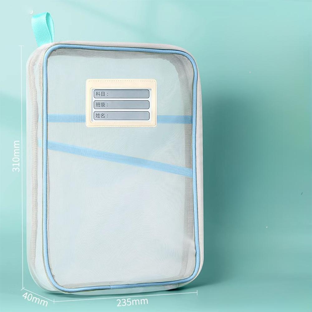 A4 Stationery Storage Bag Double-layer Mesh Zipper Bag Large Capacity School Office Supplies Stationary Bag Organizer Folders