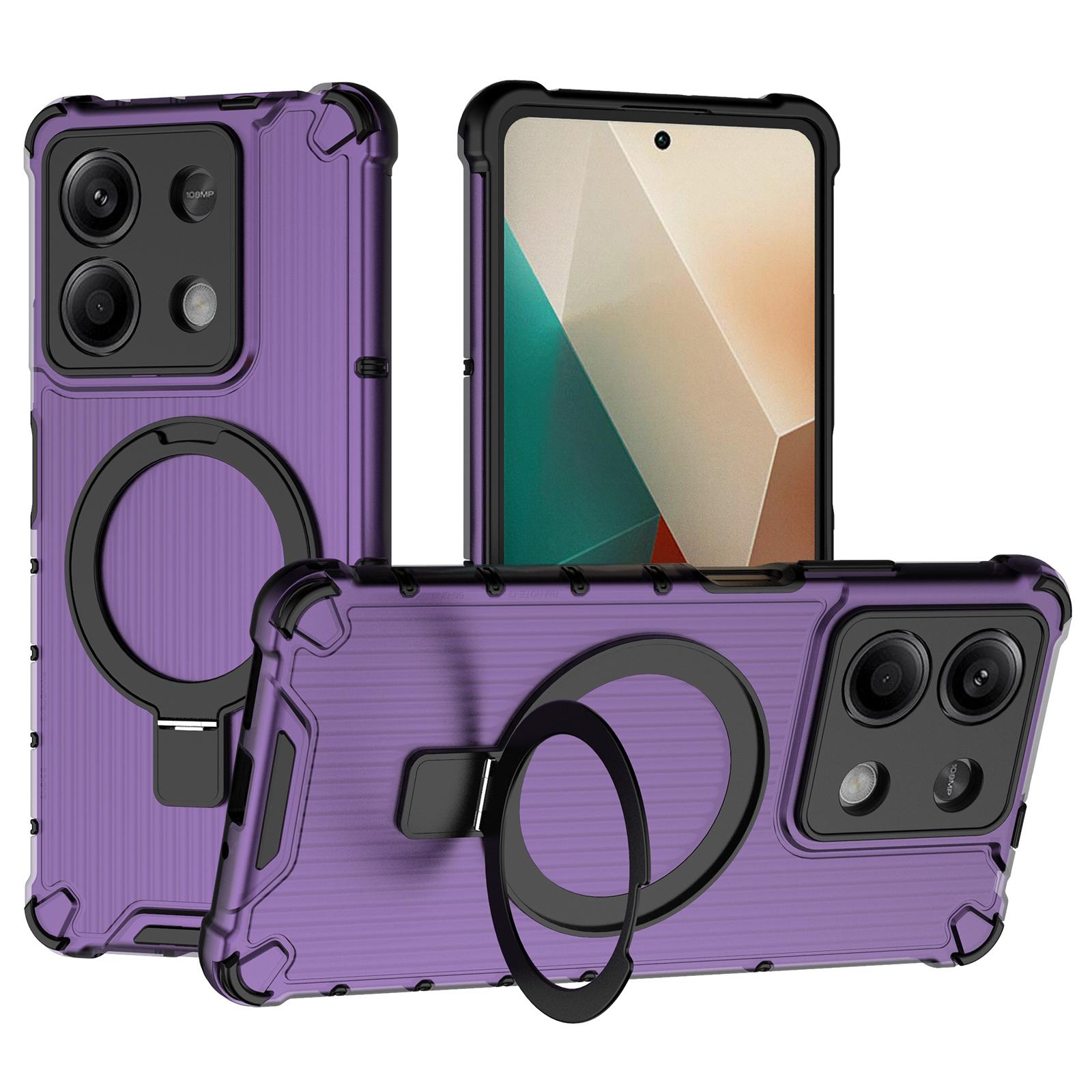 

For Xiaomi Redmi Note 13 5G Case with Kickstand PC+TPU Phone Cover Compatible with MagSafe Purple