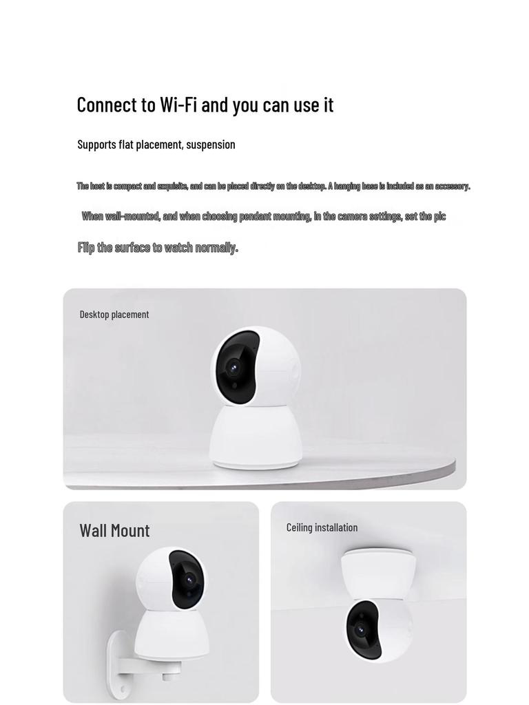 Tuya Smart WiFi Indoor Camera with Mobile Remote, Voice Intercom, and HD Night Vision.