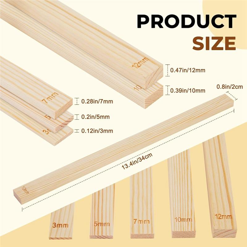 B97A-10 Pcs Pottery Tool Clay Tools Set, Rolling Mud Stick Guide, 5 Size Mudboard Wooden Strips