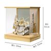 Mai-Festpuppen-Helm-Vitrine, Acrylvitrine, Kai (Ruder), Uesugi Silber, Zweifarbig Blau Rückseite, Natürlich, Breite 28cm x Tiefe 23cm x Höhe 32cm,