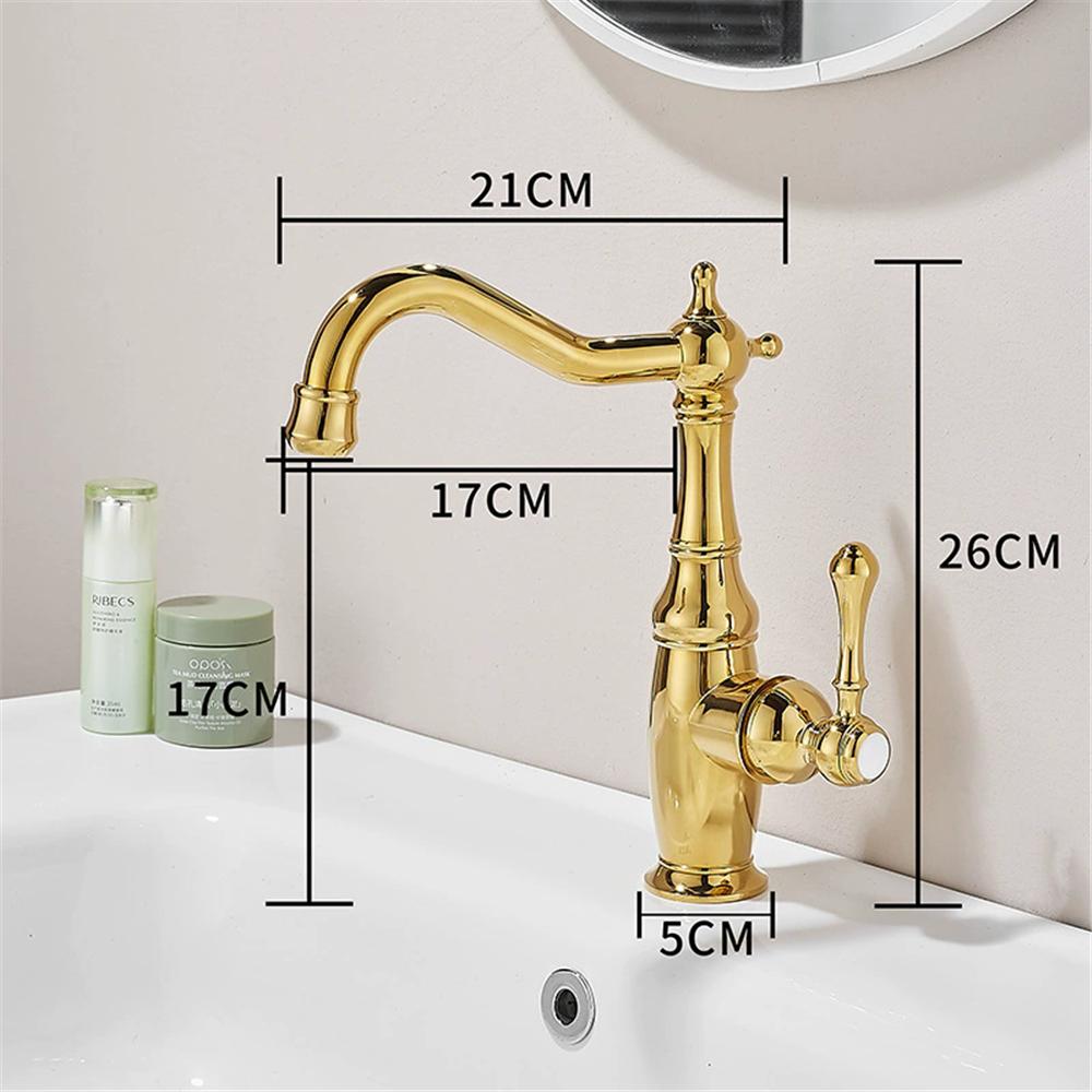 Tuqiu Gold Tall Torneiras Bathroom Faucet Basin Faucet Sink Faucet Single Handle Hole Faucet Basin Taps Hot Cold Mixer Tap Crane