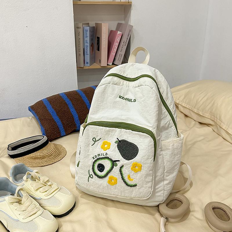 

Узорная вышивка Принтованный нейлон Маленький рюкзак для школы и путешествий на выходные Small White