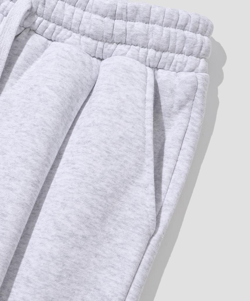 AGOD (Fleece-Lined) Single-Pleat Wide Sweatpants [White Melange]