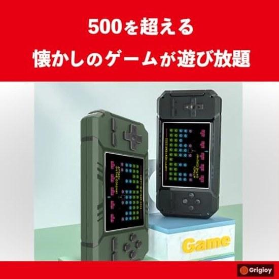 Grigioy500 games playable Micro-sized Game BOX Portable Console Compatible Device Retro 500 types built-in (Navy)