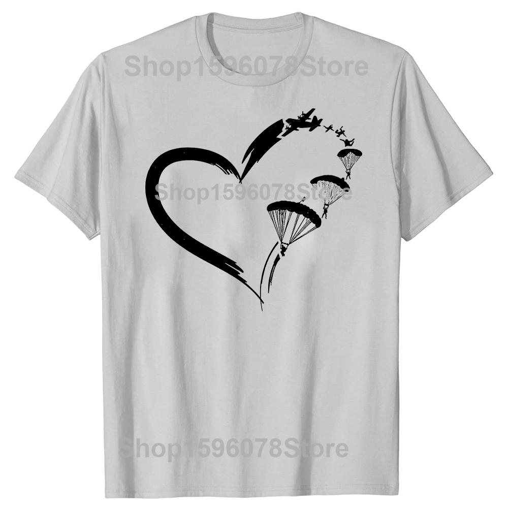 Funny Parachute Paraglide Heart TShirt Summer Men Clothing Fashion T Shirts Cotton Short Sleeve Oversized Loose Tshirt Tops