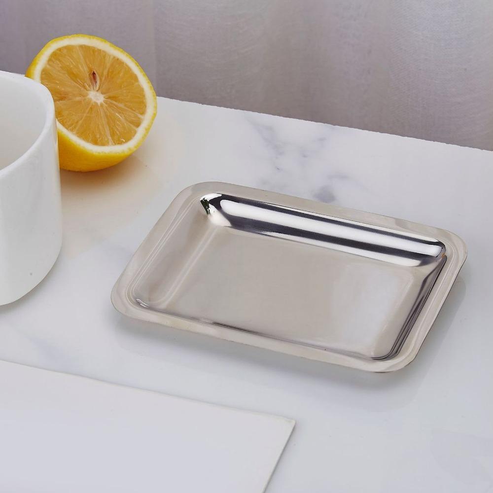 Rectangular Shape Stainless Steel Snack Plate Thickened Stainless Steel Dessert Plate  Home Kitchen