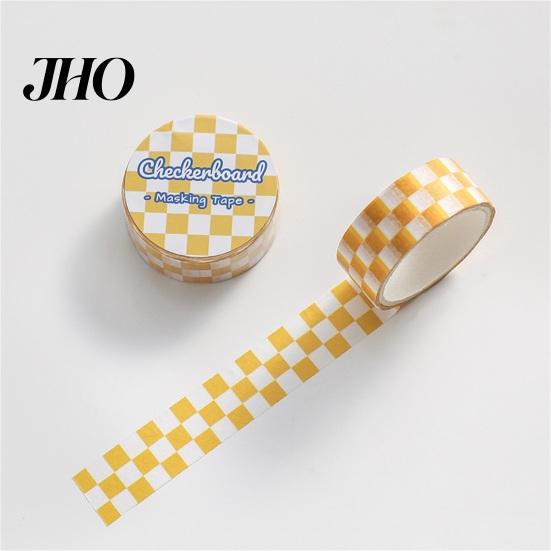 Farbiges Klebeband 1 Rolle Washi Klebend Haftend Klarer Druck Abziehbar Papier Lichtbeständig Scrapbooking Schachbrettmuster für Kinder Dekorativ