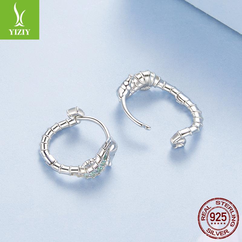 S925 Sterling Silver Platinum-Plated Non-Fading Hippocampus Ear Buckle Ocean Style Fashion Niche Temperament Earrings Women