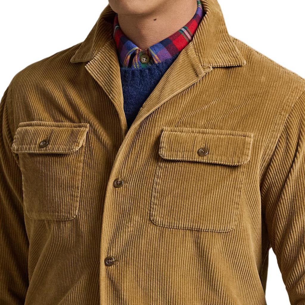 Polo Ralph Lauren Classic Cotton Corduroy Solid Color Camp Collar Button Down Long Sleeve Shirt Men Shirts Brown 710876980-009