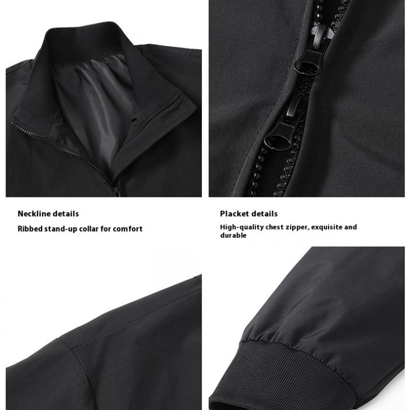 Herren Doppelreißverschluss Stehkragen Baseballkragen Freizeitjacke